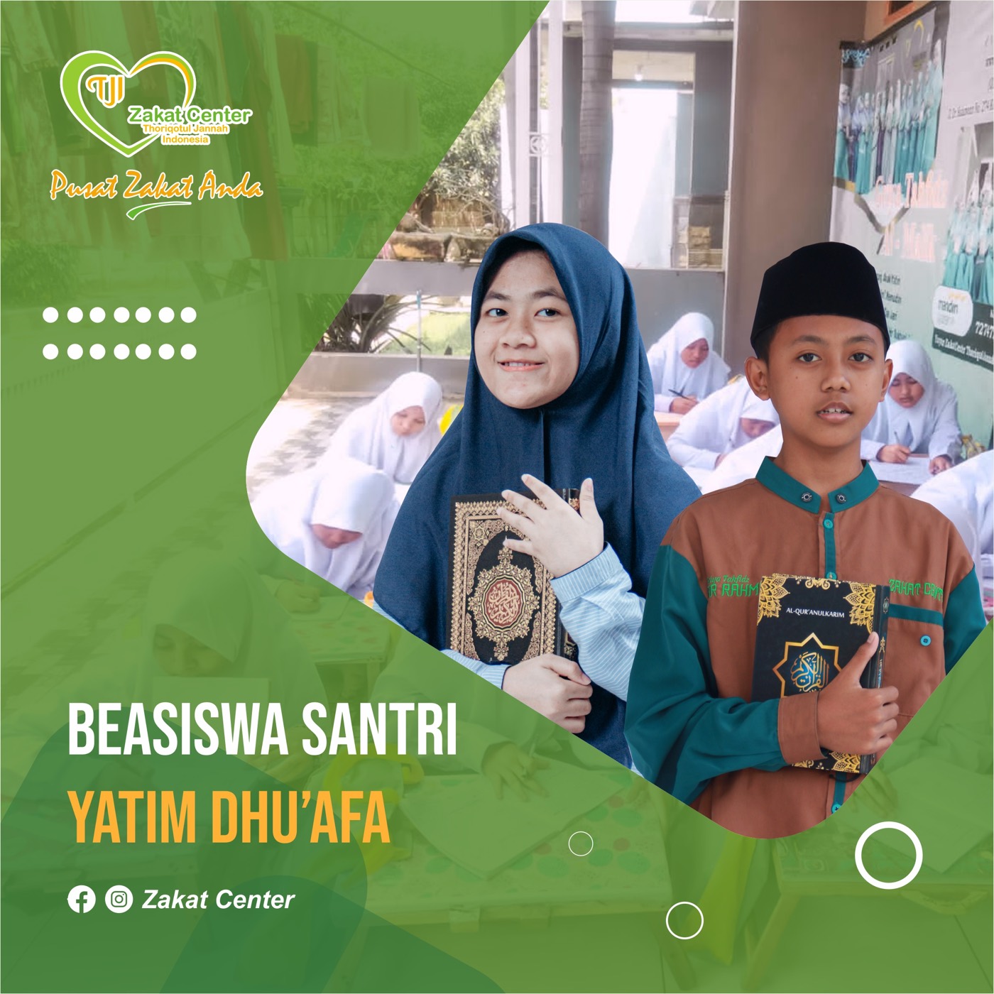 Santri penerima beasiswa tahfidz Zakat Center.