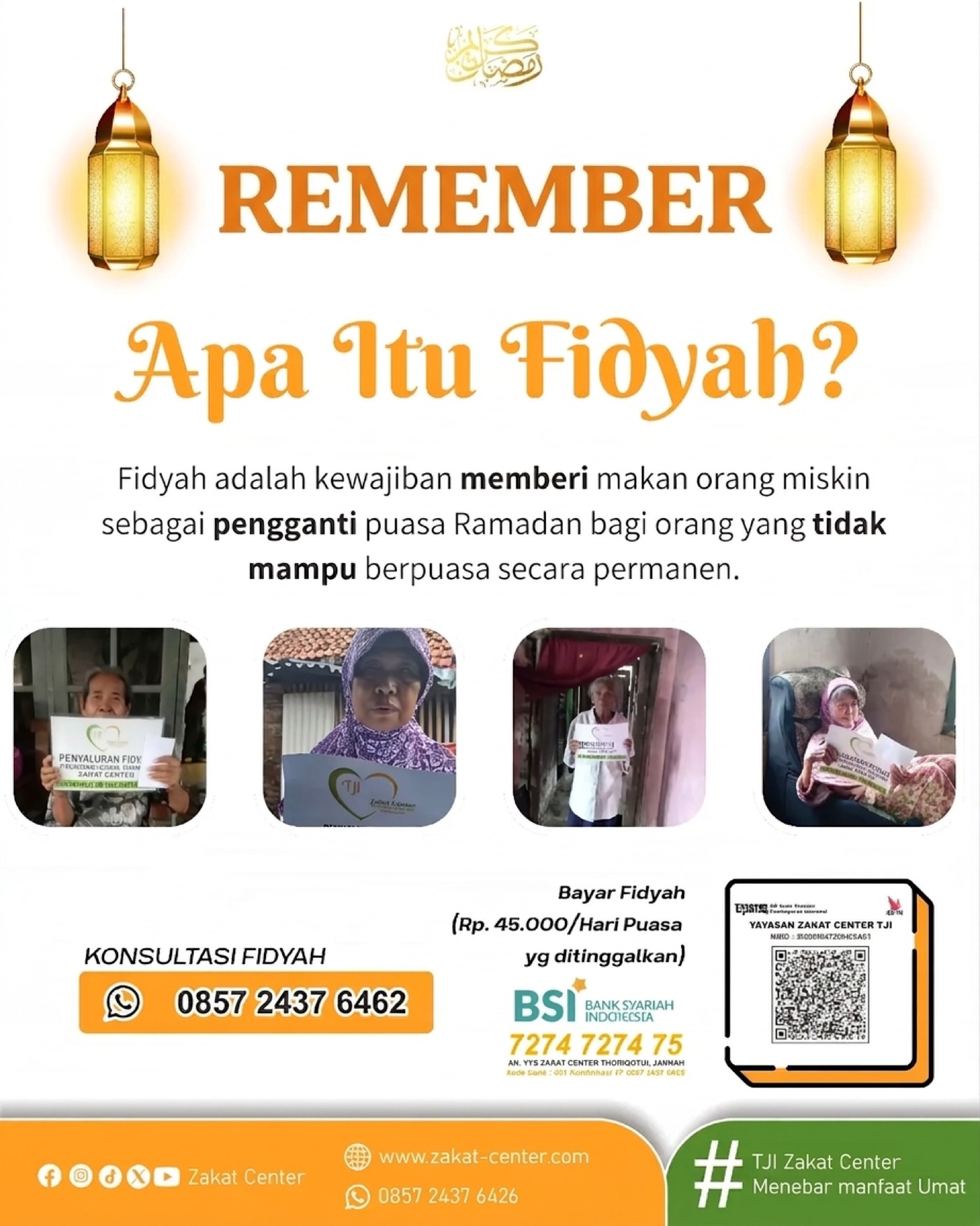 Poster fidyah senilai Rp45.000 per hari puasa yang ditinggalkan.