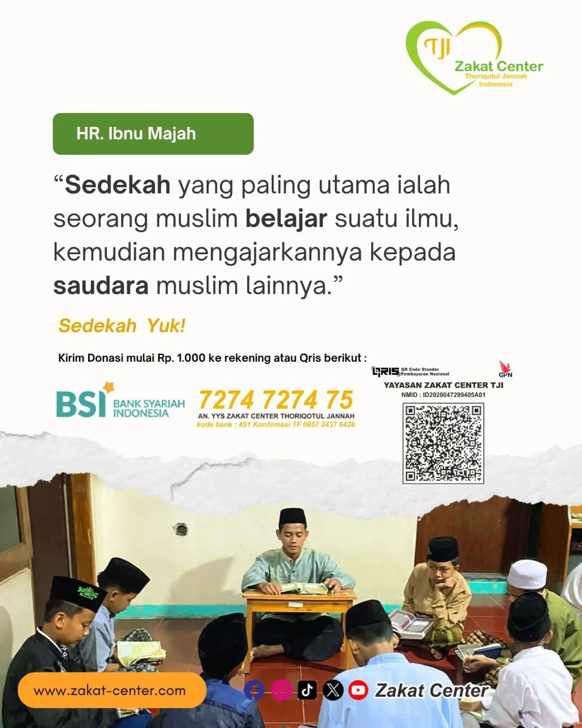 Anak-anak belajar Al-Qur'an di Taman Pendidikan Quran Zakat Center.